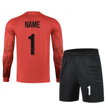 (Shorts Red Custom, 2XL Height 175-180CM) Men Kid Soccer Shirt Goalkeeper Uniform Long Sleeve Football Training Soccer Jersey Pant Soccer Short