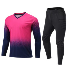 (Blank Rose 1 Set, 2XS Height 130-140CM) Men Football Goalkeeper's Uniform , Athletes Soccer Goalie Shirt