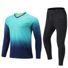 (Blank Blue 1 Set, XL Height 170-175CM) Men Football Goalkeeper's Uniform , Athletes Soccer Goalie Shirt