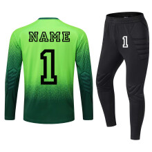 (Custom Green 1 Set, 3XL Height 180-185CM) Men Football Goalkeeper's Uniform , Athletes Soccer Goalie Shirt