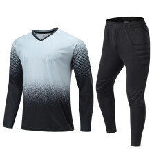 (Blank White 1 Set, S Height 150-160CM) Men Football Goalkeeper's Uniform , Athletes Soccer Goalie Shirt