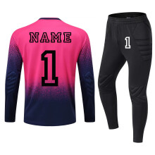 (Custom Rose 1 Set, L Height 165-170CM) Men Football Goalkeeper's Uniform , Athletes Soccer Goalie Shirt