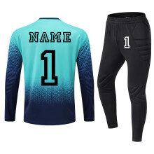 (Custom Blue 1 Set, XL Height 170-175CM) Men Football Goalkeeper's Uniform , Athletes Soccer Goalie Shirt