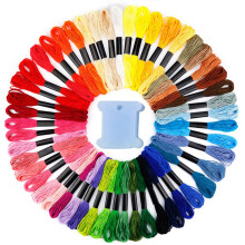 Embroidery Floss 50 Skeins Kit, Cross Stitch Threads in 50 Vibrant Rainbow Colors with Bobbins