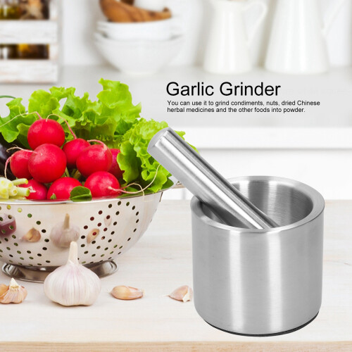 Stainless Steel Mortar Pestle Set 17cm Kitchen Grinding Tool 2