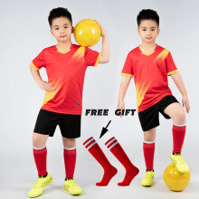 (Red Not Custom, XS Height 140-150CM) Boys Football Jersey Tracksuit Child Soccer Sports Uniforms Kids Sportswear Football Suit