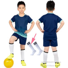 (Navy 1 Not Custom, S Height 150-160CM) Boys Football Jersey Tracksuit Child Soccer Sports Uniforms Kids Sportswear Football Suit