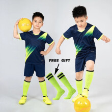 (Navy Not Custom, S Height 150-160CM) Boys Football Jersey Tracksuit Child Soccer Sports Uniforms Kids Sportswear Football Suit