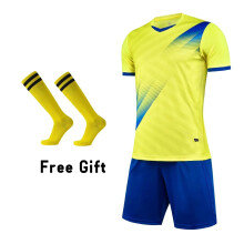 (Yellow Not Custom, M Heigh 160-165CM) Boys Football Jersey Tracksuit Child Soccer Sports Uniforms Kids Sportswear Football Suit