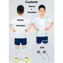 (White Print Price, S Height 150-160CM) Boys Football Jersey Tracksuit Child Soccer Sports Uniforms Kids Sportswear Football Suit