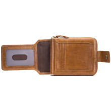 Stylish Men's Bifold Leather Wallet with Zipper - Ideal Travel Gift