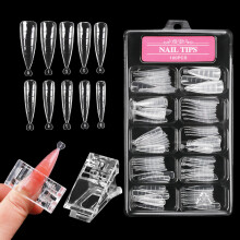 100 Pcs Nail Tips Set with Scale & Nail Clip for Extensions Home Salon