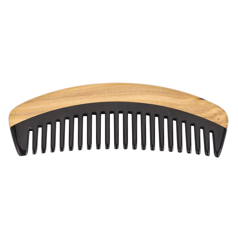 Unisex Green Wooden Hair Comb Wide Tooth Sandalwood And Horn Anti Static Gentle Detangling For Curly Hair