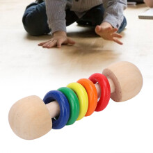 Bunter Holzrassel mit 5 Ringen – Greif- und Farbsehverstäntnis-Spielzeug für Kinder ab 3 Monaten