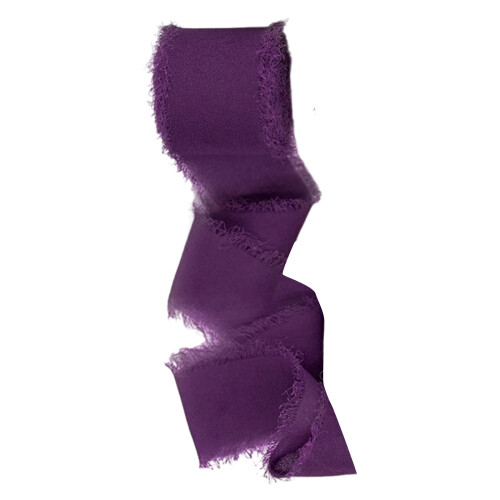 Decorative Torn Edges Chiffon Ribbon Roll for Projects-Purple