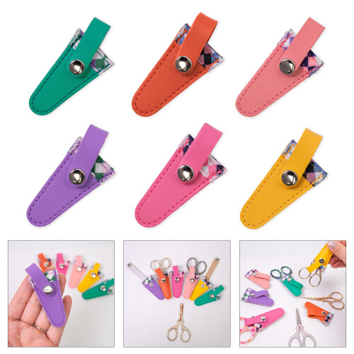 Couvre-pointes de ciseaux en cuir PU, 2 pièces, gaine de-Jaune 2