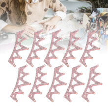 10PCS Pink Triangular Rhinestone Crown Cloth Applique 10x3.7cm