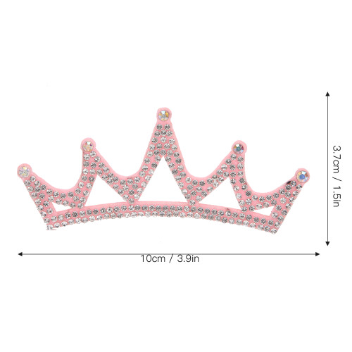 10PCS Pink Triangular Rhinestone Crown Cloth Applique 10x3.7cm 1