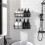 Opplakbare Doucheorganizer, Doucherek met 16 Haken, Zwart, 2-Pack 8