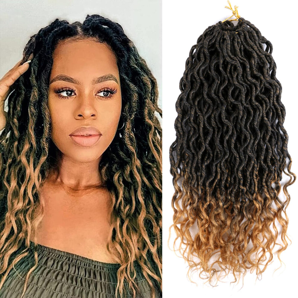 Unisex Faux Gypsy Locs Crochet Hair Extension 18 Inch Color T27 Synthetic Fiber Prelooped Curly Dreadlocks 4 Pack