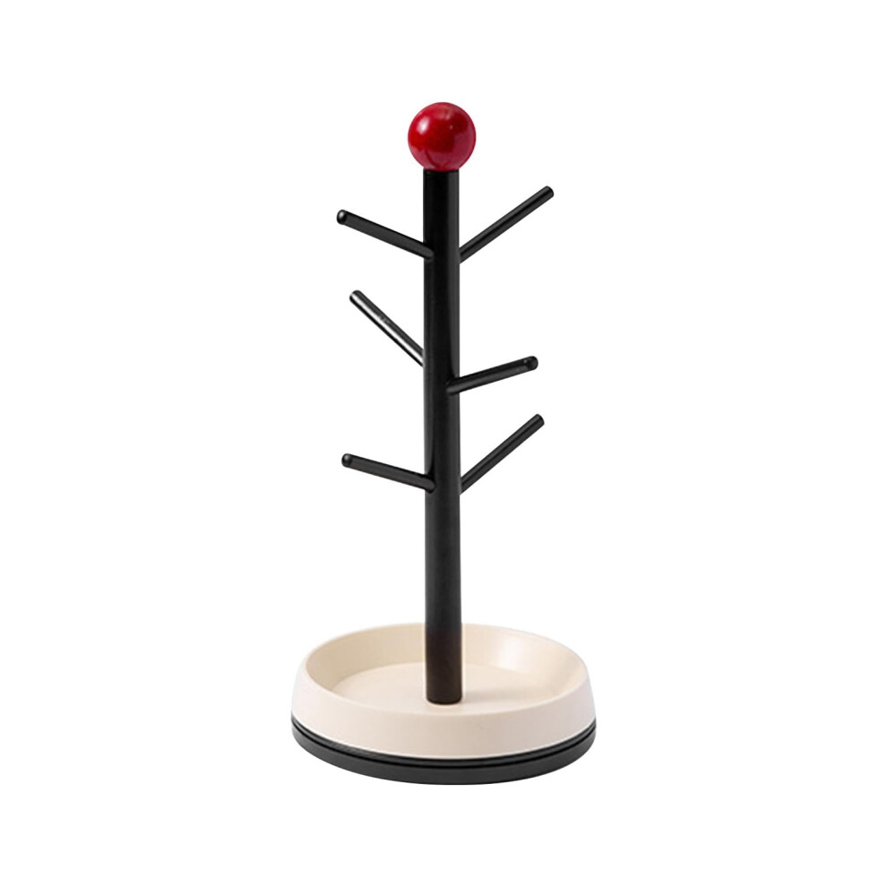 Bottle Drying Rack Baby Bottle Organizer with 360 Rotation for Cups Mugs Glasses Black and Red 15x31.8cm