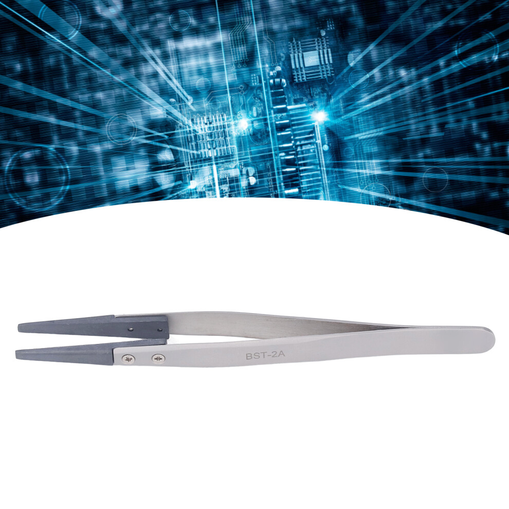 Flat Tip ESD Tweezers Stainless Steel for Semiconductor & Microelectronics