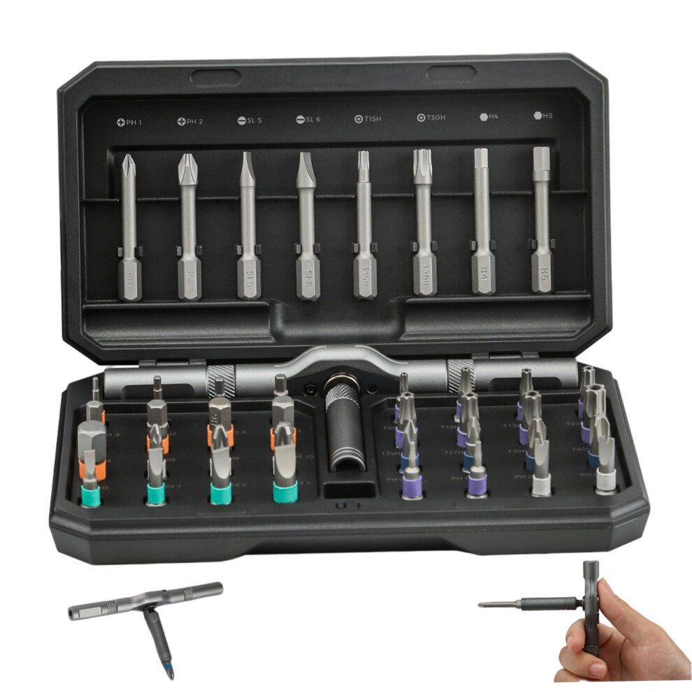 42 Piece Ratcheting Screwdriver Set With Magnetic Tip T Handle And Case For Electronics And Furniture 9382693203922