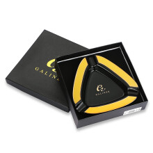 Black Ceramic Cigar Ashtray Triangle, Large Outdoor, Holds 3 Cigars, Indoor/Outdoor, Gift Box