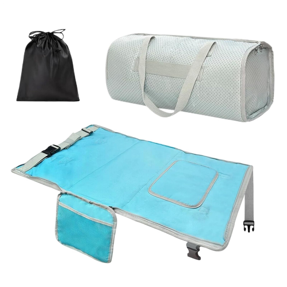 Toddler Plane Bed Airplane Seat Extender For Kids Portable Sleeping Mat Carry On Duffel Bag Blue