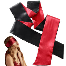 2Pcs Black and Red Satin Blindfold for Adults Couples, 59in Sensory Eye Mask for Party Games