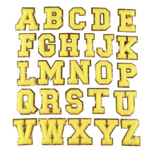 Gestickte Buchstaben-Aufnäher aus Garn zum Aufnähen für-Gelb