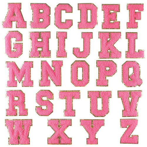 26 Stück Aufnäher mit Buchstaben, bestickte-Rosenrot