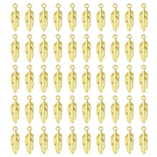 50 Stück Textur-Feder-Anhänger-Anhänger für ethnische-Gold