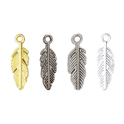 50pcs Decorative Feather Charm Pendant For Craft-Ancient silver 1
