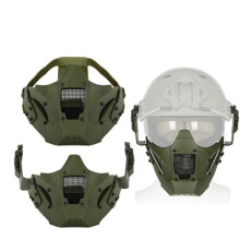 Tactical Paintball Tactical Iron Mask Half Face Mask Iron Warrior Steel Mesh Masks Double Strap Face Protection / Green