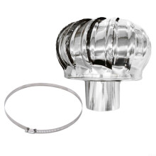 Stainless steel 304 exhaust cap, designed to keep out rain and small animals while promoting airflow.