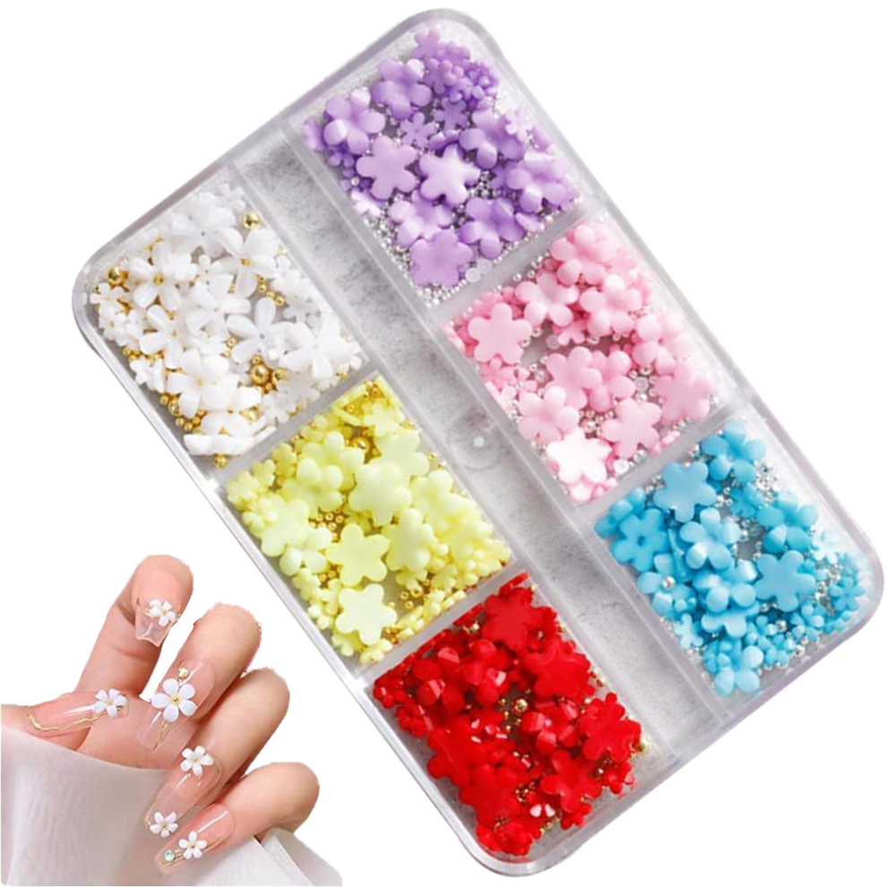 Innovative Nail Art Collection, Artificial Resin Material 3D Flower Nail Charms, Includes Easy To Apply Caviar Beads For Stunning DIY Designs