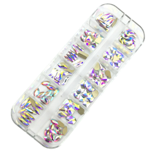 Brillante Glasanhänger, Kristall-AB-Steine in verschiedenen Formen für Nagelkunst, flache Strasssteine aus hochwertigem Glas, vielseitig einsetzbar
