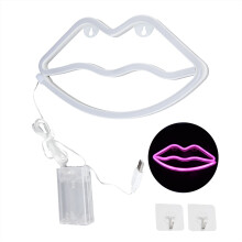 Charmantes enseignes lumineuses néon en forme de lèvres, néons LED pour la décoration murale de la chambre, alimentées par piles ou USB, cadeaux