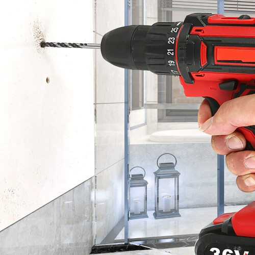 Cordless Combi Drill 12/18/36V With 2 Batteries, 10Mm Chuck, Variable Speed, 251 Torque Settings With LED Indicator 2