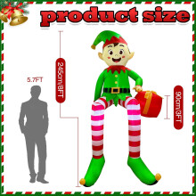 (Deep Sapphire, UK) Christmas Inflatable Sitting elf Model with LED Lights,For Xmas Party Indoor Gift Decoration Props