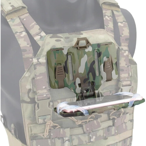 Tactical Vest Phone Holder with Quick Release Chest Mount, Foldable Navigation Board, Sand Color 2