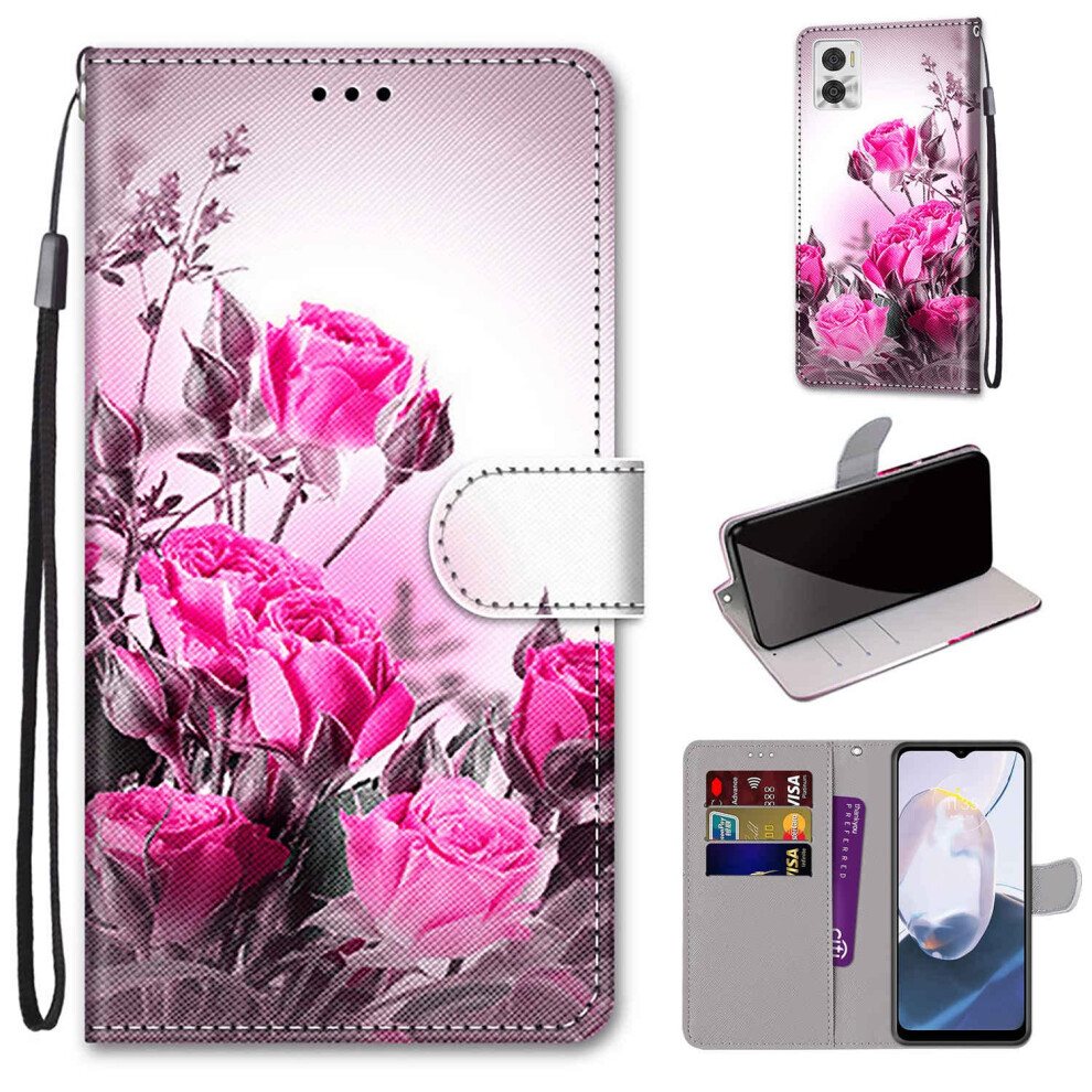 Pu Leather Wallet Case With Card Slots Stand And Magnetic Closure For Motorola Moto E22/E22i 9199774060240