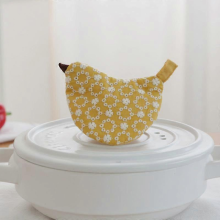 Coperchio per pentola giallo 1Pc con motivo ricamo uccello, isolamento termico, resistente al calore, anti-scottatura