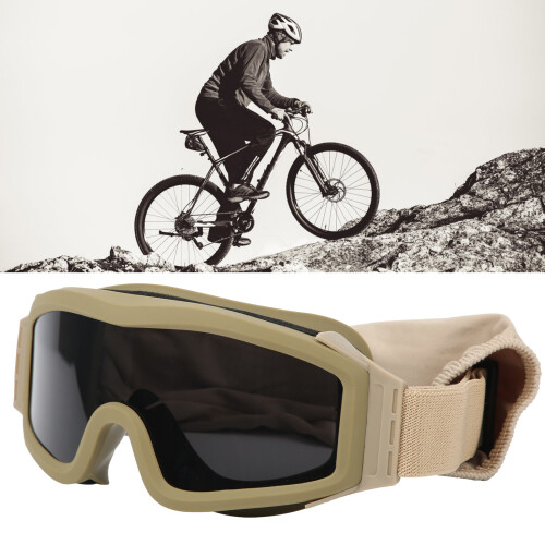 Impact-Resistant Tactics DustProof Glasses Gray Frame Kaki Size 20x8cm