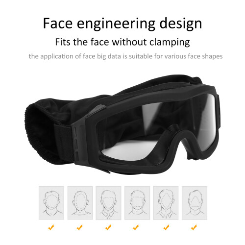 Impact-Resistant DustProof Military Goggles Black Frame, 20x8cm 2