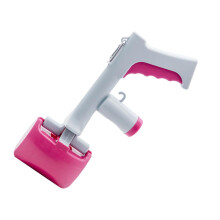 Long Handled Dog Poop Scoop with OneHand Operation for Quick Outdoor Pet Waste Pickup (Rosy)