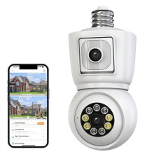 Security Cameras Wireless Outdoor 4K 6MP E27 Bulb Camera Dual Lens Auto Tracking Two Way Audio Color Night Vision 1 Unit