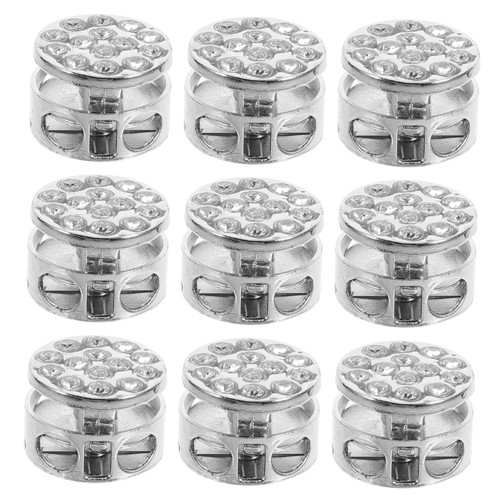 Cord Lock 10Pack Metal Spring Buckle Drawstring Ends Fasteners For Shoelaces, Clothing, And Pants Doublehole 9187378837603
