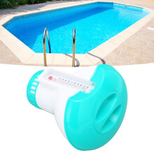 Pool Chemical Dispenser with Thermometer Durable Lake Blue Chlorine Floater